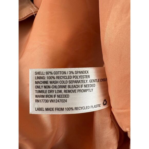 Universal Thread Size L Tie Front Button Jacket Peach Long Sleeve Pocket Outdoor - Picture 7 of 8